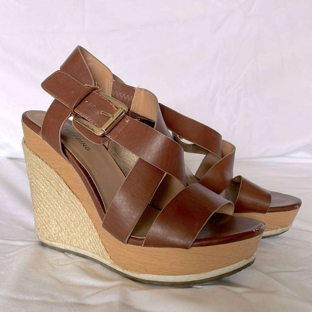 Call it Spring Espadrille Sole Wedge Sandals, Brown, Size: 7.5